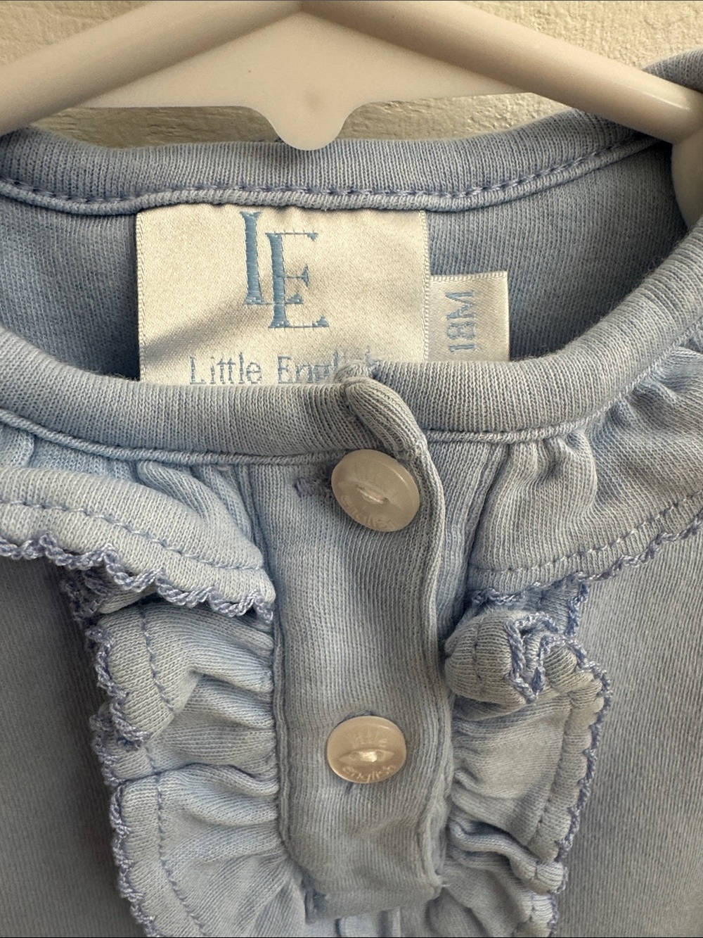 Little English Light Blue Ruffle Romper - Picture 2 of 3
